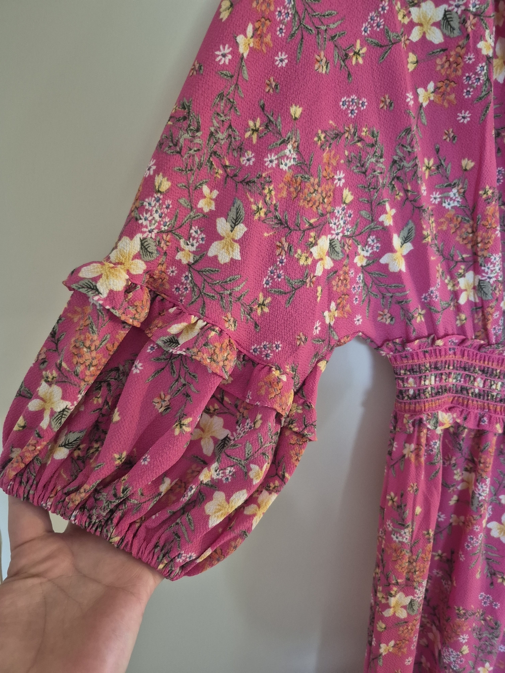 Max Studio Pink Floral Prairie Boho Dress M - Picture 3 of 8